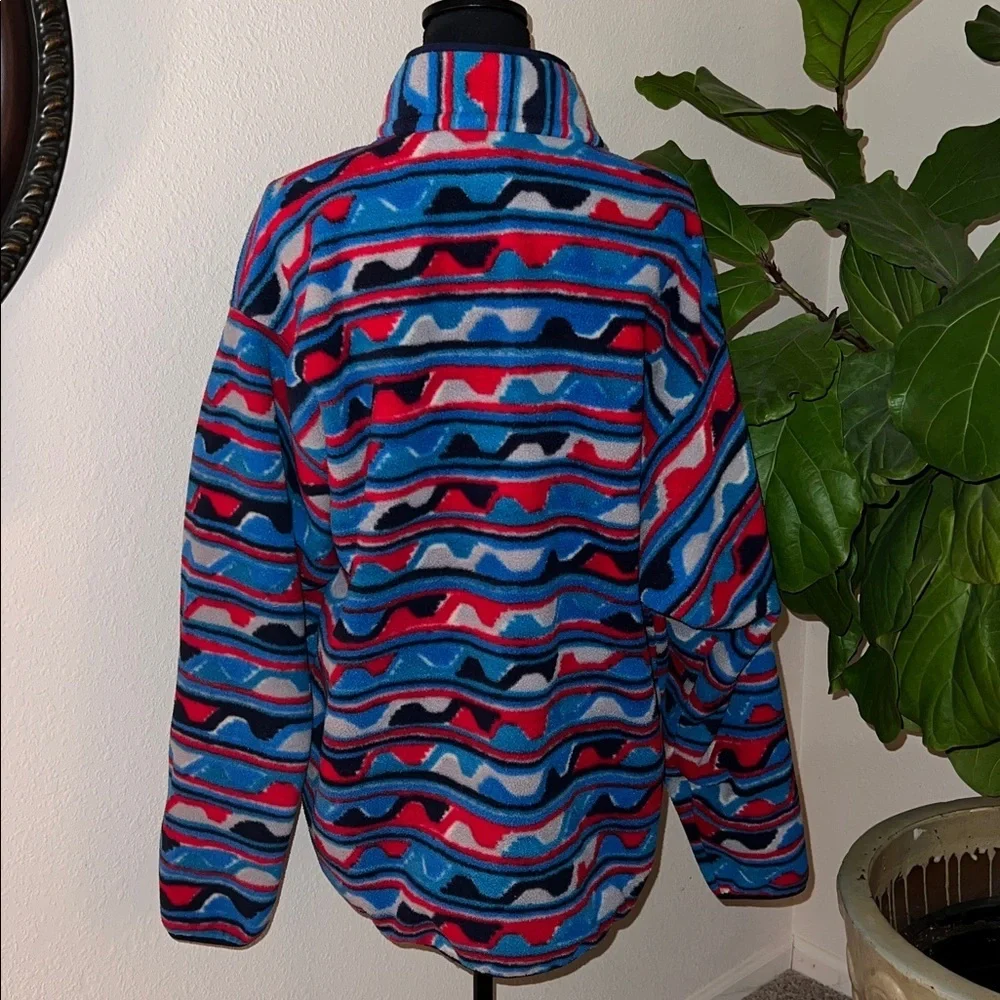 Patagonia Men’s Synchilla Snap-T Pullover Delta Wave Navy Blue Red White XXL